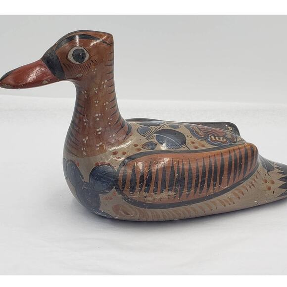 Mexican Pottery Duck Vintage Mexico Folk Art Pottery Floral Design - Picture 10 of 15